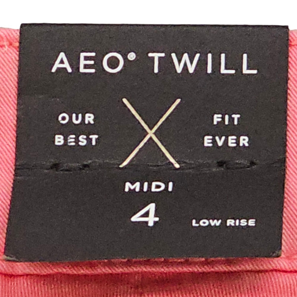 NWT American Eagle Shorts Womens Size 4 Coral Twill Midi Super Stretch Low Rise - Picture 8 of 14
